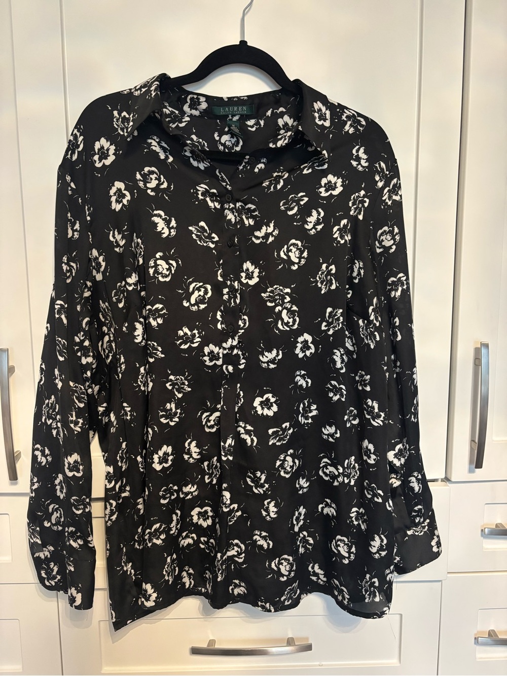 Ralph Lauren Black Shirt with White Floral Print